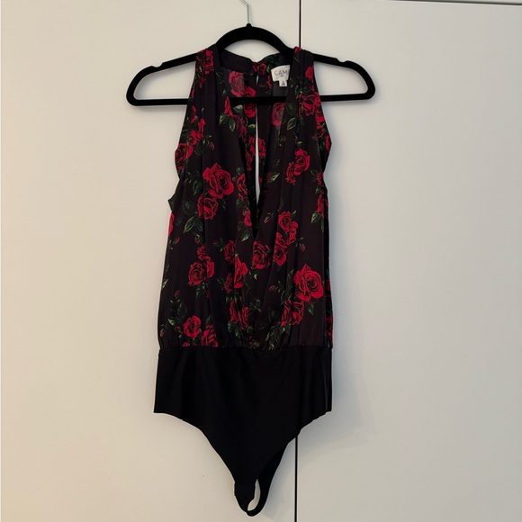 Cami NYC Tops - Cami NYC Black and Red Floral Bodysuit